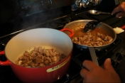 Transfer Browned Meat to Stock Pot