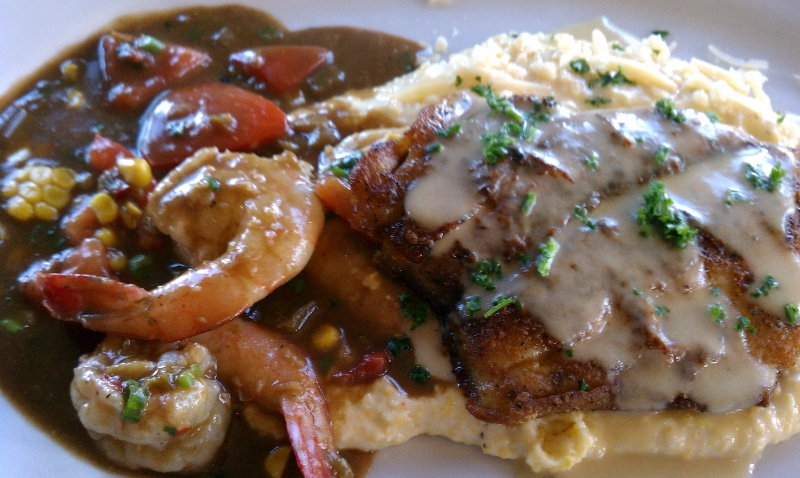 Fried Catfish Meuniere with Shrimp and Grits