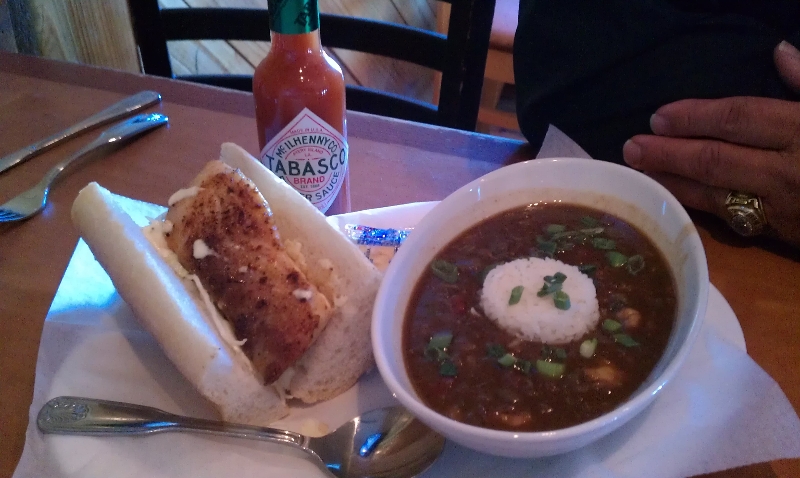 Smoked Chicken and Andouille Gumbo with Mahi Mahi Po-Boy Combo