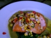 Grilled Salmon with Sauteed Spinach and Pistachio Aioli
